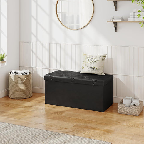 30 Inches 660 lbs, Sweetcrispy Folding Ottoman with Storage Bench, Foot Rest Stool, End of Bed Storage Bench