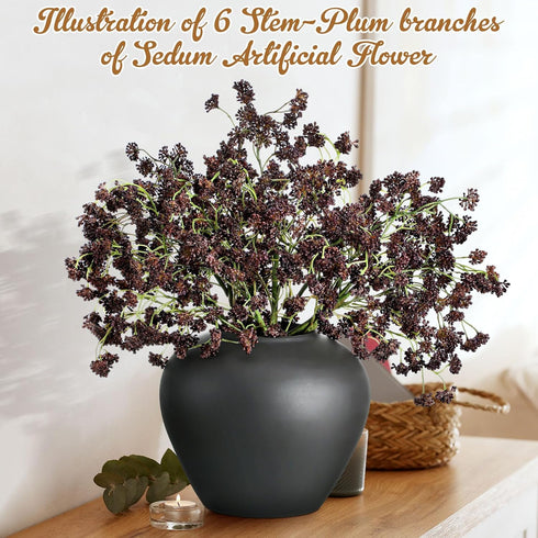 Thiccywoov 6 (16 Inch) Pcs Plum Faux Berry Stems Artificial Dusty Sedum Berry Stems Picks Branches Faux Spray for DIY