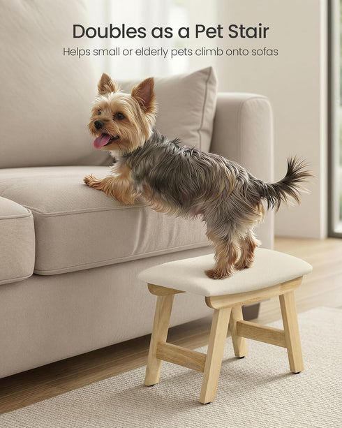 9.8 15.4 11.8 Inches, Summer ULSF052LF02 SONGMICS Foot Stool Ottoman, Padded Foot Rest Under Desk with Solid Wood