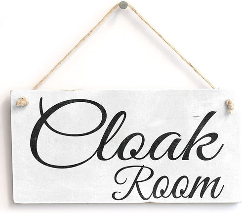 Meijiafei Cloak Room Shabby Chic Gift Sign Plaque 10" x 5"