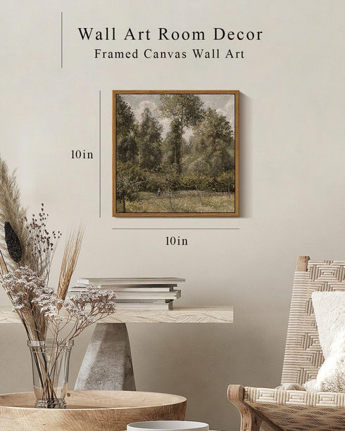 InSimSea Square Framed Canvas Wall Art, Farmhouse Poplars Natural Landscape Prints for Bedroom Living Room