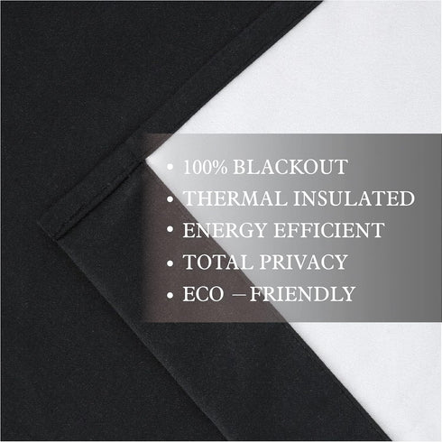 Easy Home 2 Panels Blackout Tier Curtain - Rod Pocket for Kitchen, Bathroom, Living Room, Light Blocking for Small