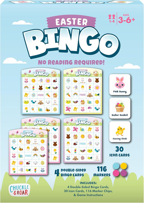 3 Chuckle & Roar - Easter Bingo - Family Game Night Fun - Spring Themed Classic Game - Great for Preschool Learning