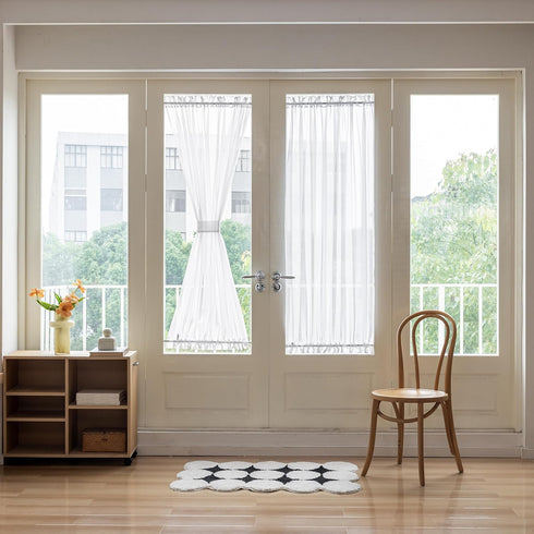 Aquazolax Elegant Solid Sheer Patio Door Curtain Panel, 54"x72" Voile Drapery, 1 Piece, Pure White for French Door