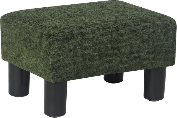 Adeco 15" Flannel Small Footstool Ottoman for Footrest, Modern Velvet Rectangle Step