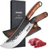 Huusk Butcher Knife | Heavy Duty Meat Cleaver with Sheath | Hand Forged Cooking Knife for Kitchen or BBQ