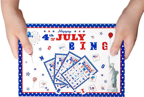 32Players 4th of July Bingo Game - Patriotic Bingo Cards for Kids Adults, Independence Day Party Supplies