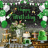 Green Silver Black Happy Birthday Banner Decorations, Champagne Glass Balloons Photo Booth Background for Party Supplies