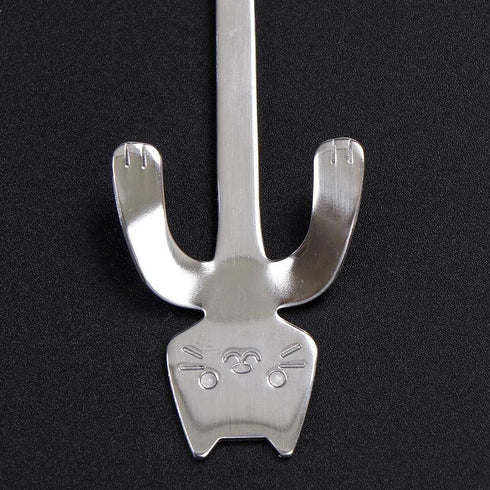 OBANGONG 4 Pcs Mini Cat Hugging Coffee Spoon Set - Tea Soup Sugar Dessert Appetizer Seasoning Bistro Hanging Cup Spoon