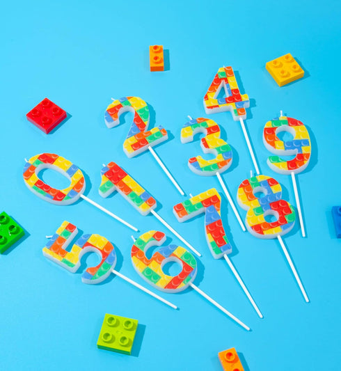 3 PHD CAKE Number Building Block Birthday Cake Candle, Numeral Birthday Candles