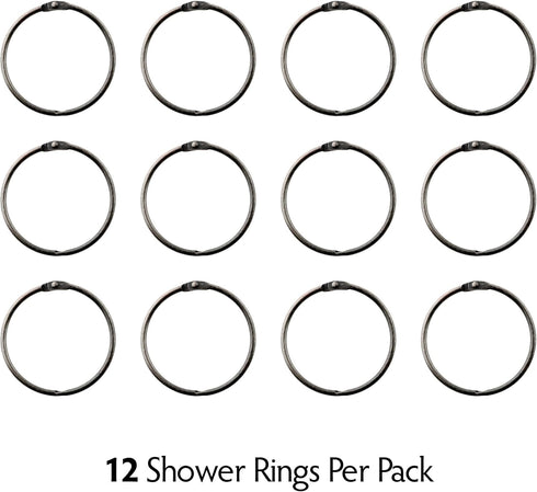 SlipX Solutions Simple Slide Shower Curtain Rings - Set of 12, Oil Rubbed Bronze, Rust Resistant, Snap Closure for