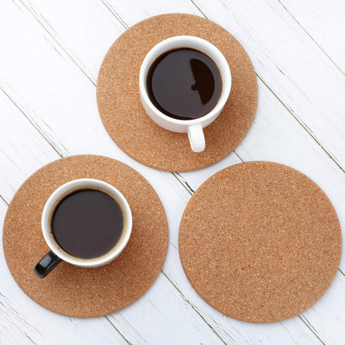 Boao 6 Pcs 6 Inch Round Absorbent Cork Coasters, Wooden Cork Plant Coasters for Home, Drinks Coffee Table Dining