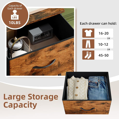 3 Closet Somdot Dresser for Bedroom with Drawers, Storage Organizer Chest of Drawers with Removable Fabric Bins