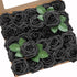 Ling's Moment 25Pcs Artificial Black Roses Decor with Stems, 3" Real Touch DIY Foam Floral for Wedding Bouquets
