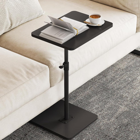 NiHome Minimalist Height Adjustable End Table, 360 Rotatable Sofa Armrest Side Tray