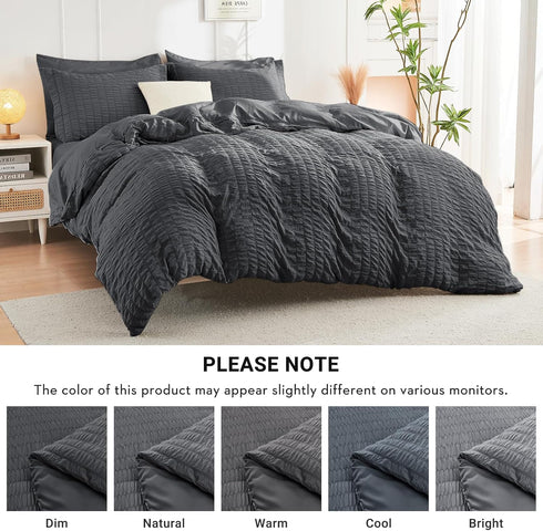 Sets 7 Set HYMOKEGE Full Size Comforter Seersucker Pieces, All Season Luxury Bed in a Bag for Bedroom, Bedding