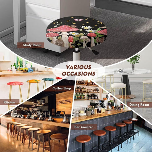 Pack 8 13 15" Kuiaobaty Round Chair Cover of pcs Bar Stool Cover Elastic Comfy Round Seat Cover Vanity Chairs Cover