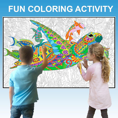 ALEX Art Set 2 of Giant Coloring Posters - Turtle and Dolphin Wall Coloring Poster for Kids & Adults - Large Coloring