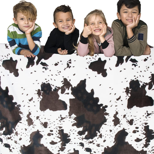 Cozy 60x80 inch Cow Print Blanket Soft Warm Twin Blankets and Throws Bedding Fleece Blanket Flannel Black Bed Blanket