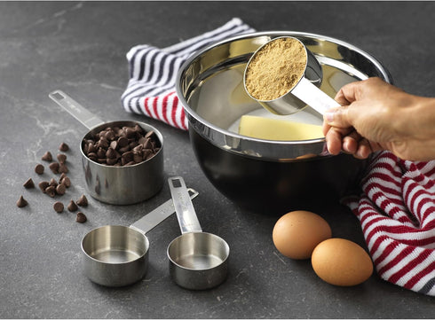 GoodCook Gourmet Measuring Cup Set, Stainless Steel 4-pc., 1/4, 1/3, 1/2, 1 Cup with etched measurements