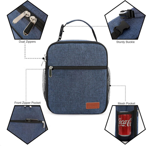 Femuar Lunch Box for Men and Women - Small Reusable Portable Lunch Bag for Office Work Picnic, Blue