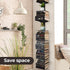 Invisible Floating Bookshelf for Wall Mounted - 4 Tier Vertical Spine Book Tower, Heavy-Duty Metal Organizers, 2 Pack