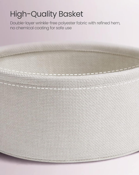 ULET223R61 VASAGLE LILEA Collection - Small Round Side End Table, Modern Nightstand with Fabric Basket, Jelly Pink