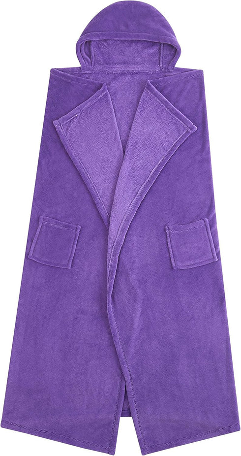 Pop Shop Hooded Ultra-Soft Cozy Plush Throw Blanket with Pockets, 50"x60", Purple
