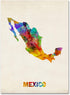 Trademark Fine Art Mexico Watercolor Map Artwork by Michael Tompsett, 14 by 19-Inch