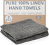 Pure 100% Linen Hand Towels - Set of 2 Waffle Weave Kitchen Towels, Black-Natural, 13 x 29-inch Quick-Dry Dish Towels