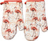 Colorful Flamingo Oven Glove/Oven Mitt 2 Piece Set - Red Design by Oldehall
