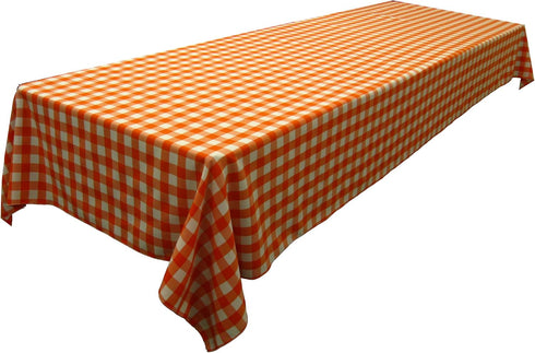 LA Linen Gingham Tablecloth - Checkered Tablecloth for Parties, 60”x120” Orange
