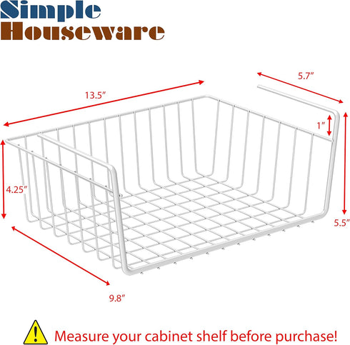 Simple Houseware 6PK Under Shelf Basket, White Storage Solution