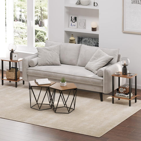 2-Tier TB01BB040 TUTOTAK End Table with Charging Station, Side Table with USB Ports and Outlets, Nightstand, Storage