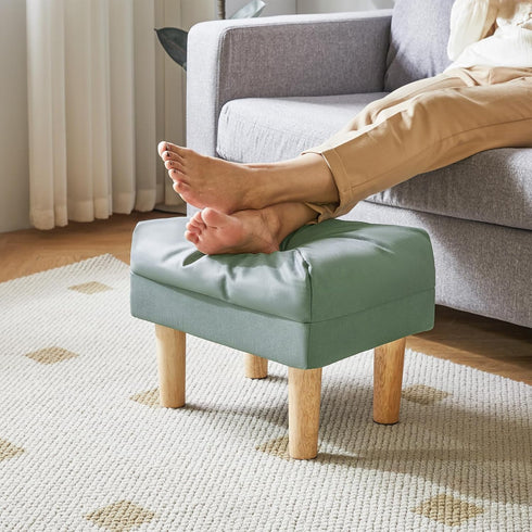 15.75"D 11.42"W12.6"H UHBD040GR YMYNY Small Footstool Ottoman, Faux Leather Footrest with Sponge Padded Seat, Step