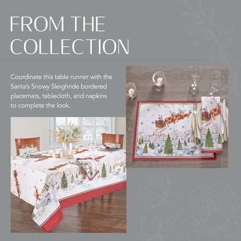 13 Inches 70 Inches Elrene Home Fashions Santa Snowy Sleighride Holiday Fabric Table/Console Runner, x