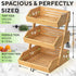 Bamboo Fruit Basket 3-Tier - Premium Produce Basket for Kitchen with 2 Hangers, Durable & Easy to Assemble Fruit Stand