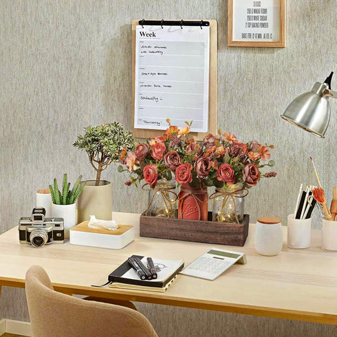 DUOER 3 Pcs Mason Jar Centerpiece Table Decorations for Dining Table Decor Farmhouse Coffee Table Decor with Wood Tray