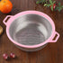 Large Stainless Steel Colander with Handle and Legs, Pink Strainer for Pasta, Veggies, Fruits, 5-quart Kitchen Mesh