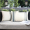 OTOSTAR 2 Pack Outdoor Waterproof Pillow Covers 12x20 Inch - Grey Linen Geometry Cushion Cases for Garden Furniture