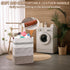 Tall Woven Rope Laundry Hamper - Clothes Basket with Leather Handles, 17.8" X 13.8" X 22", Blanket Storage Basket in
