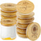 Gueevin 12 Pieces Yogurt Jar Lids Bulk Bamboo Wooden Lids Set Compatible