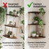 3-Tier REFGY Corner Floating Shelves with Aesthetic Greenery & Fairy Lights - Premium Wood-Textured Boho Wall Hanging