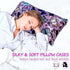 Silk Satin Pillowcase for Hair and Skin, Soft Standard Size Pack of 2, Wrinkle and Fade-Resistant, Purple Butterflies