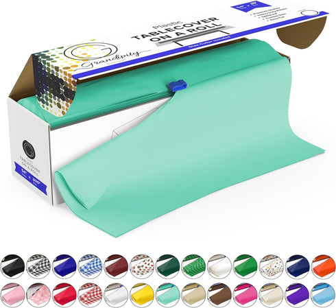 Grandipity Plastic Tablecloth Roll - 54in x 300 Ft. Aqua Plastic Table