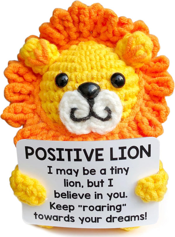 Mini Emotional Support Crochet Positive Lion Inspirational Gifts, Positive Emotional Support Plush