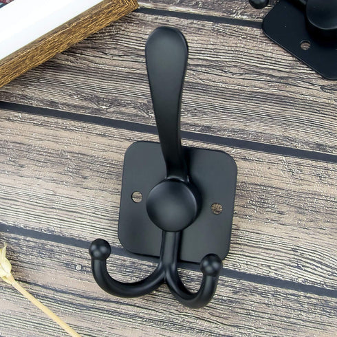 Wall Mount Coat Hooks - Matte Black Heavy Duty Decorative Hooks, 3 Prongs Utility Hook, 6 Pack for Home Organization