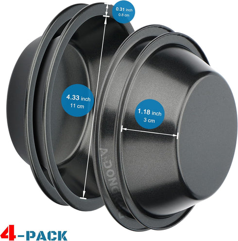 5 inch Small Pie Pan, 4 Pack Nonstick Round Cake Bread and Meat Tins for Oven and Instant Pot Baking by AmDONGKING