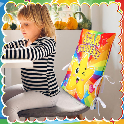 2 Pieces Star Student Chair Cover for Kids, Colorful Seat Cover for Classroom, Office, Home Party, 18.9 x 15.75 Inches