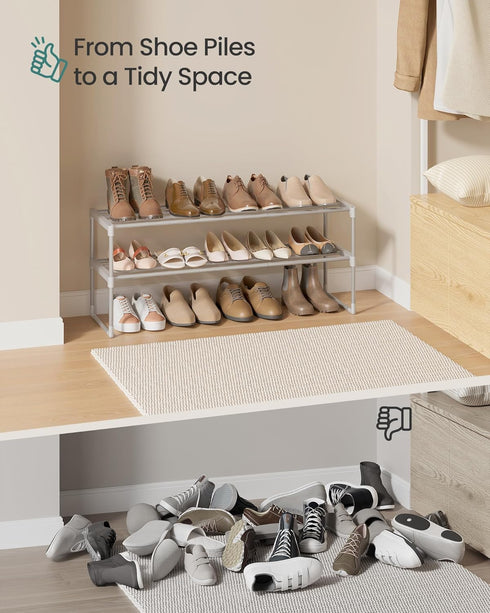 2-Tier 12-15 11.8 36.2 14.6 Inches, ULSA012G01 SONGMICS Shoe Rack, Shoe Organizer, Metal Storage Shelf, Upright